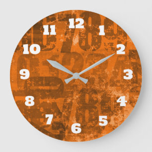 Big Bold Numbers op Brownish Oranje Grunge Texture Grote Klok