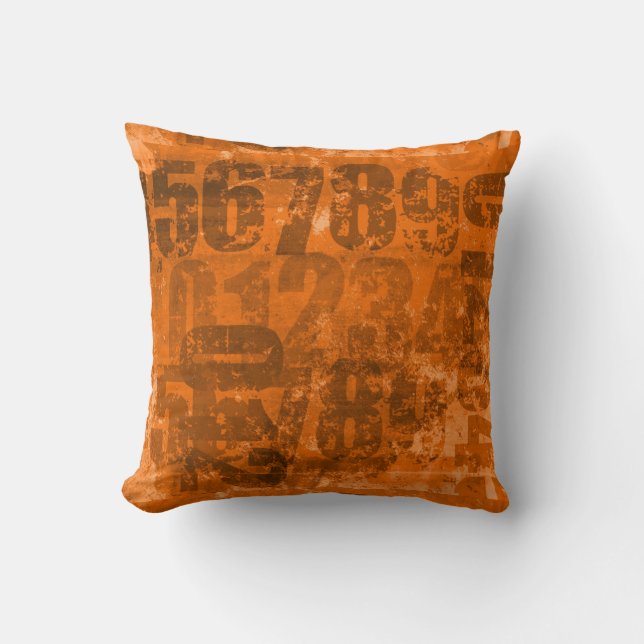 Big Bold Numbers op Brownish Oranje Grunge Texture Kussen (Voorkant)