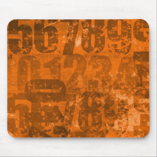 Big Bold Numbers op Brownish Oranje Grunge Texture Muismat