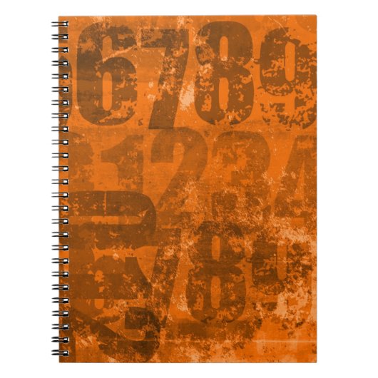Big Bold Numbers op Brownish Oranje Grunge Texture Notitieboek (Voorkant)
