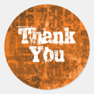 Big Bold Numbers op Brownish Oranje Grunge Texture Ronde Sticker