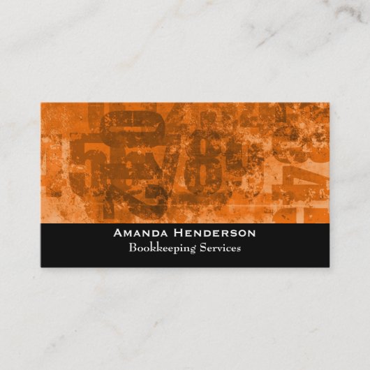 Big Bold Numbers op Brownish Oranje Grunge Texture Visitekaartje (Voorkant)