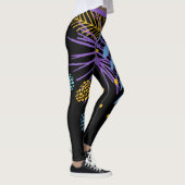 Big Bold Paars Blue Yellow Botanische Leggings (Rechts)