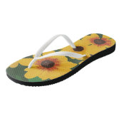 Big Bold Painted Yellow Sunflower Green FlipFlops Teenslippers (Schuin)