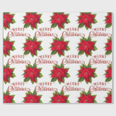 Big Bold Poinsettia Red Merry White met kerstmis Cadeaupapier (Vlak)