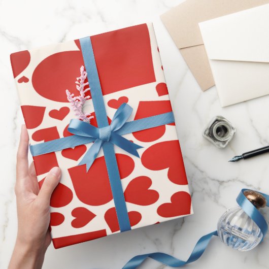 Big Bold Red Love Hearts Cadeaupapier (Geschenken)