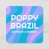 BIG BOLD RETRO Curvy Wavy Stripes Blauw Helder Vierkante Visitekaartje (Voorkant)