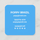 BIG BOLD RETRO Curvy Wavy Stripes Blauw Helder Vierkante Visitekaartje (Achterkant)