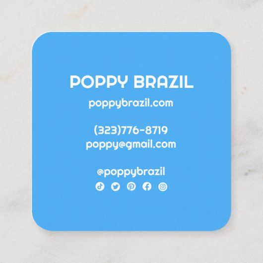 BIG BOLD RETRO Curvy Wavy Stripes Blauw Helder Vierkante Visitekaartje (Achterkant)