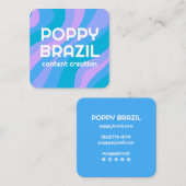 BIG BOLD RETRO Curvy Wavy Stripes Blauw Helder Vierkante Visitekaartje (Voorkant / Achterkant)