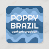 BIG BOLD RETRO Curvy Wavy Stripes Cool Blue Vierkante Visitekaartje (Voorkant)