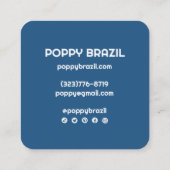 BIG BOLD RETRO Curvy Wavy Stripes Cool Blue Vierkante Visitekaartje (Achterkant)