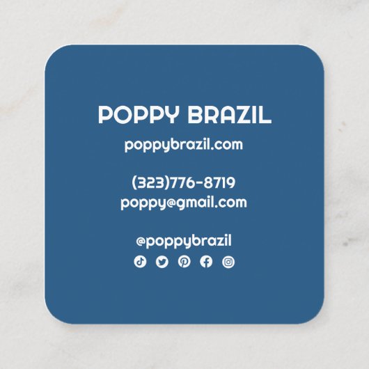 BIG BOLD RETRO Curvy Wavy Stripes Cool Blue Vierkante Visitekaartje (Achterkant)