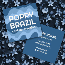 BIG BOLD RETRO Curvy Wavy Stripes Cool Blue Vierkante Visitekaartje