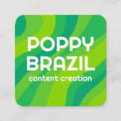 BIG BOLD RETRO Curvy Wavy Stripes Groen Helder Vierkante Visitekaartje (Voorkant)