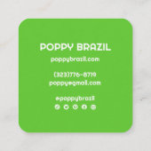 BIG BOLD RETRO Curvy Wavy Stripes Groen Helder Vierkante Visitekaartje (Achterkant)