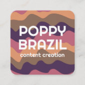 BIG BOLD RETRO Curvy Wavy Stripes Paars Gold Pink Vierkante Visitekaartje (Voorkant)