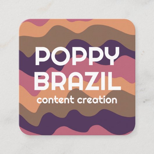 BIG BOLD RETRO Curvy Wavy Stripes Paars Gold Pink Vierkante Visitekaartje (Voorkant)