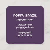 BIG BOLD RETRO Curvy Wavy Stripes Paars Gold Pink Vierkante Visitekaartje (Achterkant)