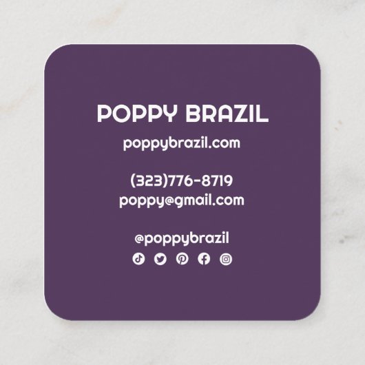 BIG BOLD RETRO Curvy Wavy Stripes Paars Gold Pink Vierkante Visitekaartje (Achterkant)