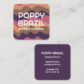 BIG BOLD RETRO Curvy Wavy Stripes Paars Gold Pink Vierkante Visitekaartje (Voorkant / Achterkant)