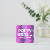 BIG BOLD RETRO Curvy Wavy Stripes Paars roze Vierkante Visitekaartje (Staand voorkant)