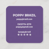 BIG BOLD RETRO Curvy Wavy Stripes Paars roze Vierkante Visitekaartje (Achterkant)