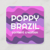 BIG BOLD RETRO Curvy Wavy Stripes Paars roze Vierkante Visitekaartje (Voorkant)