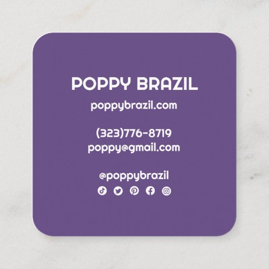 BIG BOLD RETRO Curvy Wavy Stripes Paars roze Vierkante Visitekaartje (Achterkant)