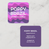 BIG BOLD RETRO Curvy Wavy Stripes Paars roze Vierkante Visitekaartje (Voorkant / Achterkant)