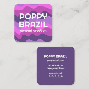 BIG BOLD RETRO Curvy Wavy Stripes Paars roze Vierkante Visitekaartje