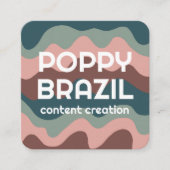 BIG BOLD RETRO Curvy Wavy Stripes Pink Blauwgroen Vierkante Visitekaartje (Voorkant)