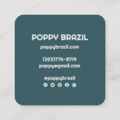 BIG BOLD RETRO Curvy Wavy Stripes Pink Blauwgroen Vierkante Visitekaartje (Achterkant)