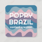 BIG BOLD RETRO Curvy Wavy Stripes Soft Pink Blue Vierkante Visitekaartje (Voorkant)