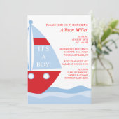 BIg & Bold SAILBOAT Boy Baby shower INVITATION Kaart (Staand voorkant)