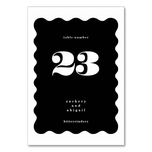 BIG Bold Scalloped Border Wit Zwart Bruiloft Kaart (Achterkant)