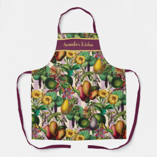 Big Bold Tropical Fruits and Flower Garden Retro A Schort