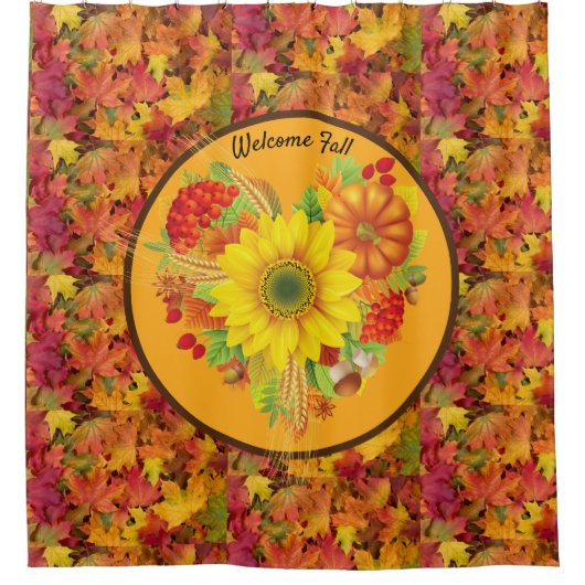 Big Bold Vallen Kleuren Herfst Maple bladeren Land Douchegordijn (Voorkant)