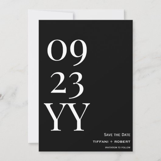 Big Bold Zwart en Wit Save The Date (Voorkant)