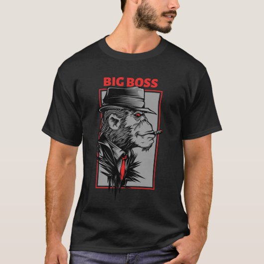 Big Boss / Gorilla Roken een Cigar / maffia T-shirt (Voorkant)