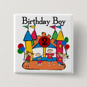 Big Bounce Boy 2e Verjaardag Tshirts en geschenken Vierkante Button 5,1 Cm