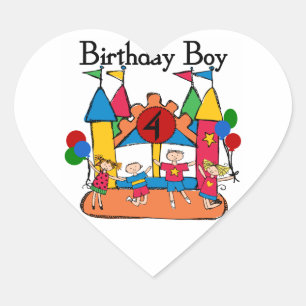 Big Bounce Boy 4th Verjaardag Tshirts en geschenke Hart Sticker