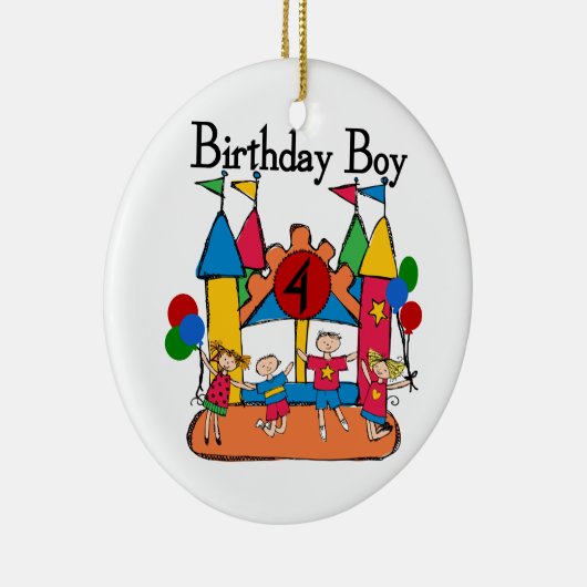 Big Bounce Boy 4th Verjaardag Tshirts en geschenke Keramisch Ornament (Rechts)