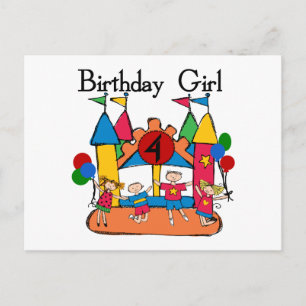 Big Bounce Girl 4th Verjaardag T-shirts en geschen Briefkaart