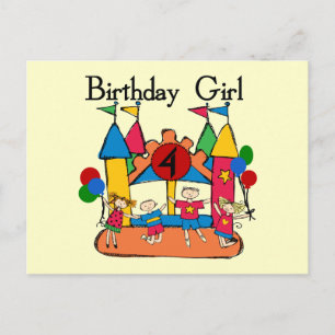 Big Bounce Girl 4th Verjaardag T-shirts en geschen Briefkaart