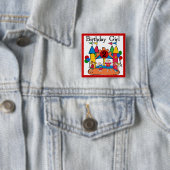 Big Bounce Meisje 2e Verjaardag Tshirts en geschen Vierkante Button 5,1 Cm (In situ)