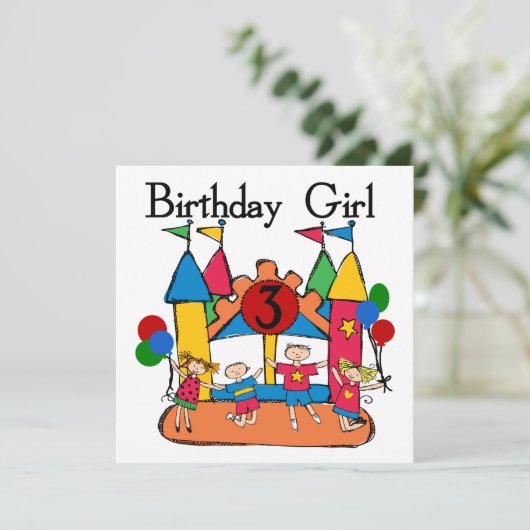 Big Bounce Meisje 3e Verjaardag Tshirts en geschen Kaart (Staand voorkant)