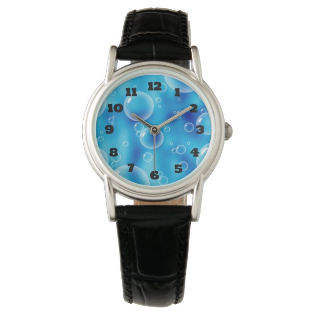 Big Bouncing Blue Bubbles Horloge (Voorkant)