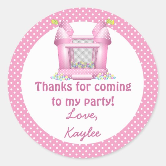 Big Bouncy Bounce House Birthday Dank je wel Ronde Sticker (Voorkant)