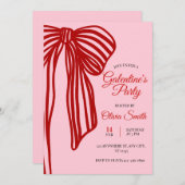 big bow coquette galentines girls night party kaart (Voorkant / Achterkant)